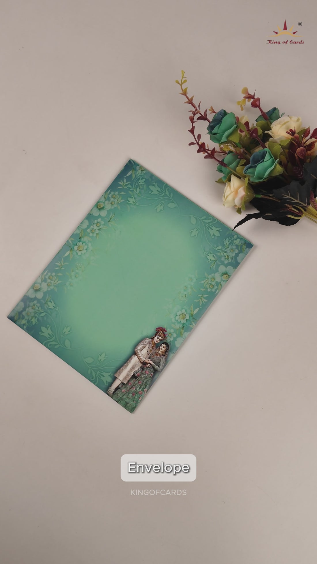Green Bride Groom Invitation Card-KNKC4059