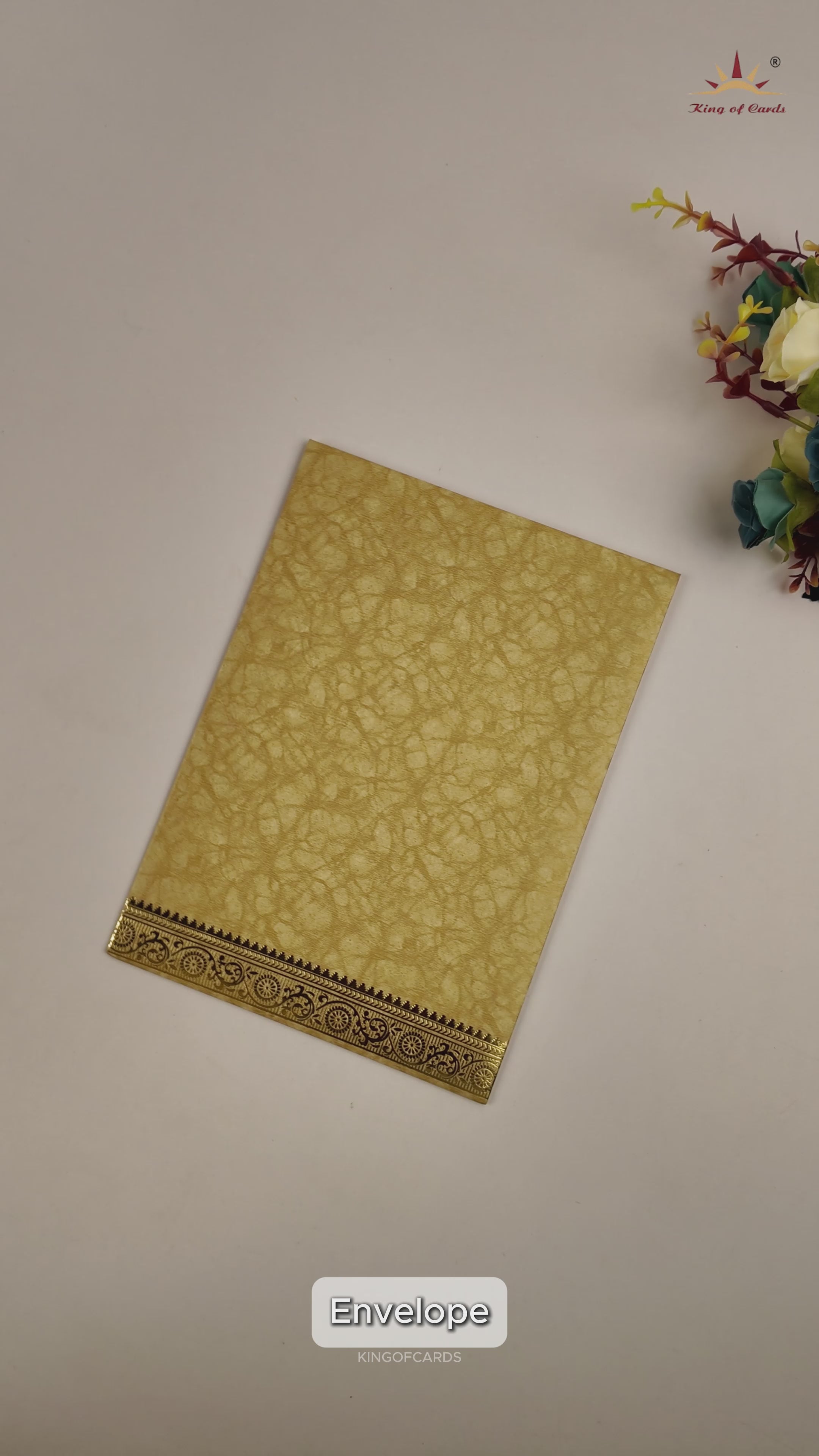 Gold Ganesha Wedding Card - KNKR026B