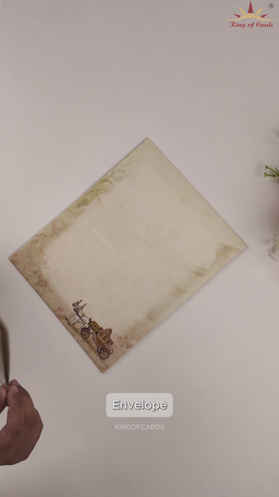 Olive Green Chariot Nameplate Invitation Card-KNKJ1113