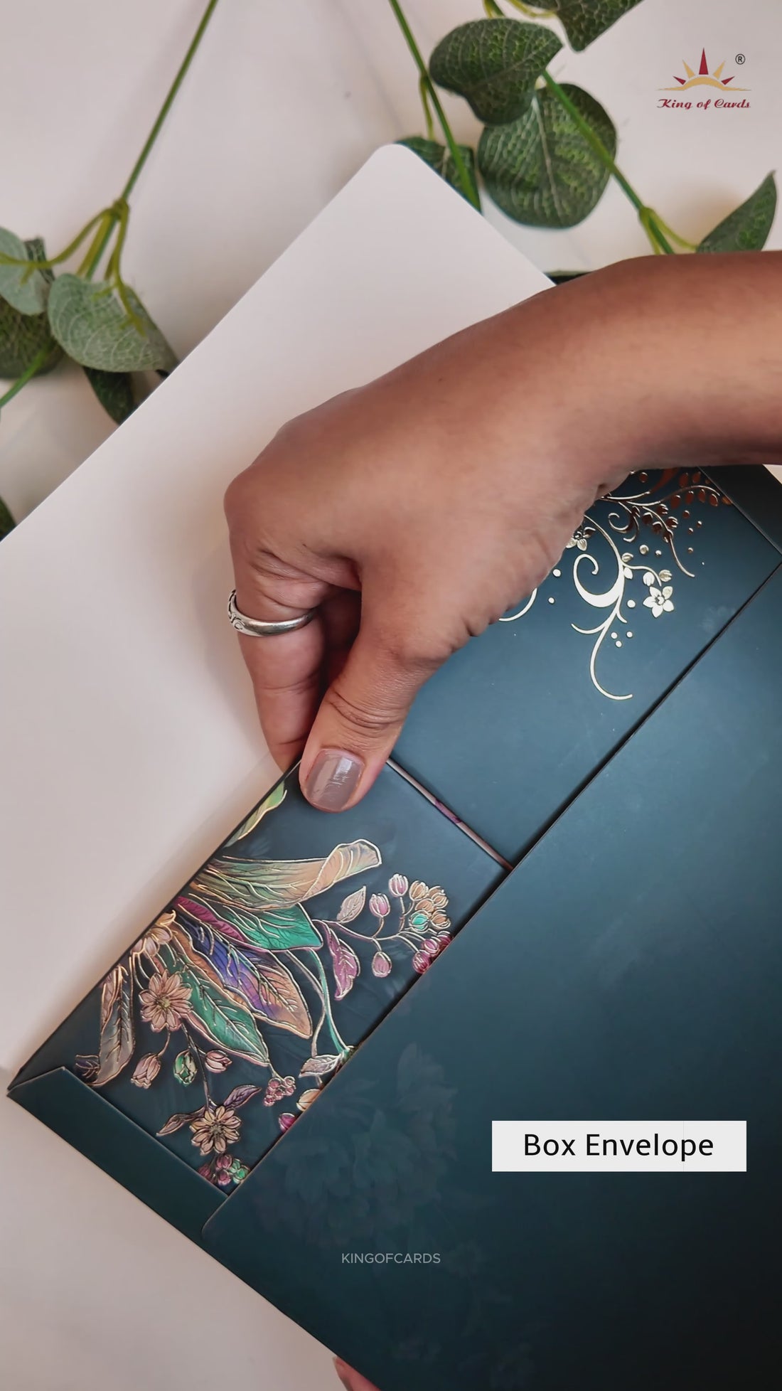 Green Floral Padded Wedding Card - KSH72810