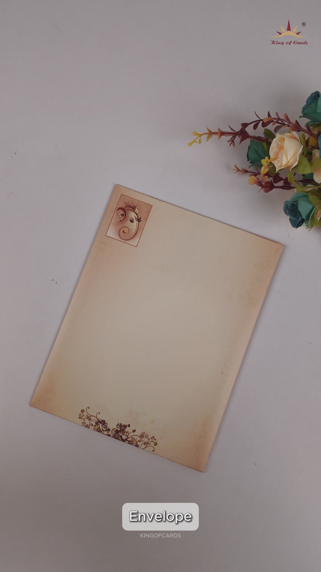 Sand Classic Ganesha Bride Groom Wedding Card - KNKC4026