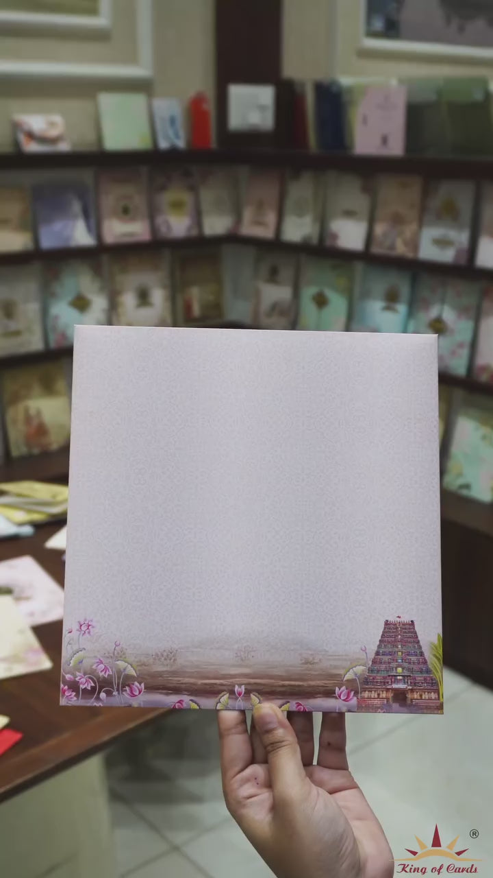 Pink Temple Theme Wedding Card-KNSN6707P