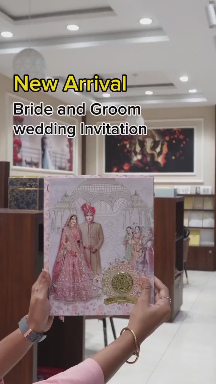 Pink Royal Bride Groom Wedding Card-KNKJ1135