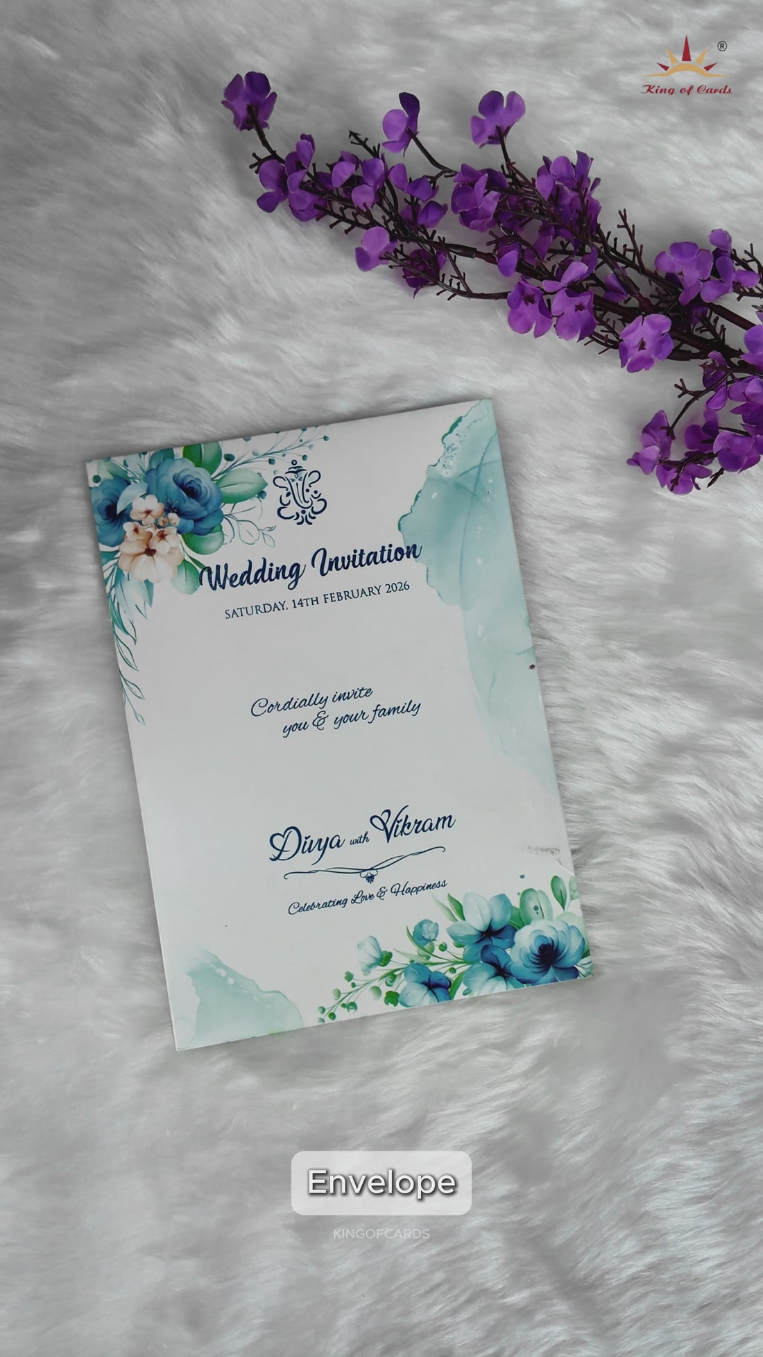 Blue Floral Tracing Invitation Card-KNCY6606B