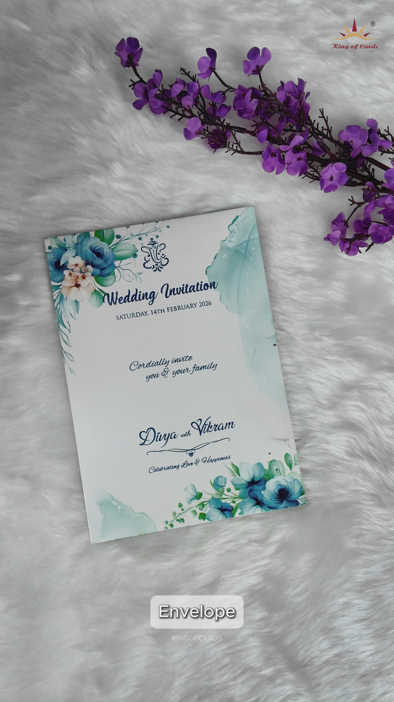Blue Floral Tracing Invitation Card-KNCY6606B