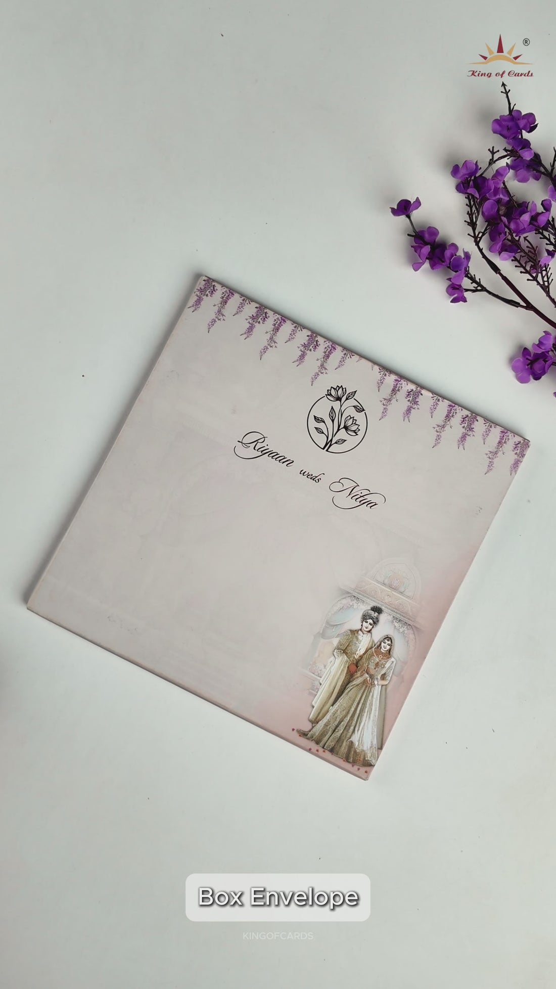 Lavender Padded Floral Bride Groom Wedding Card-KRC31360