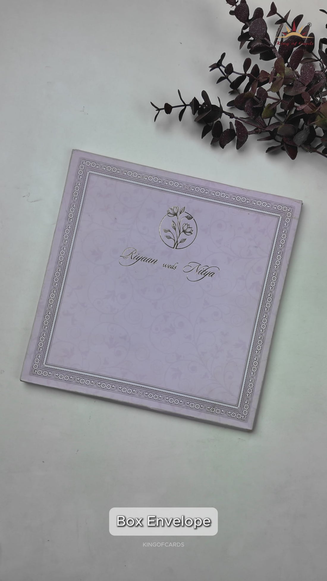 Lavender Floral Padded Wedding Card-KRC31130
