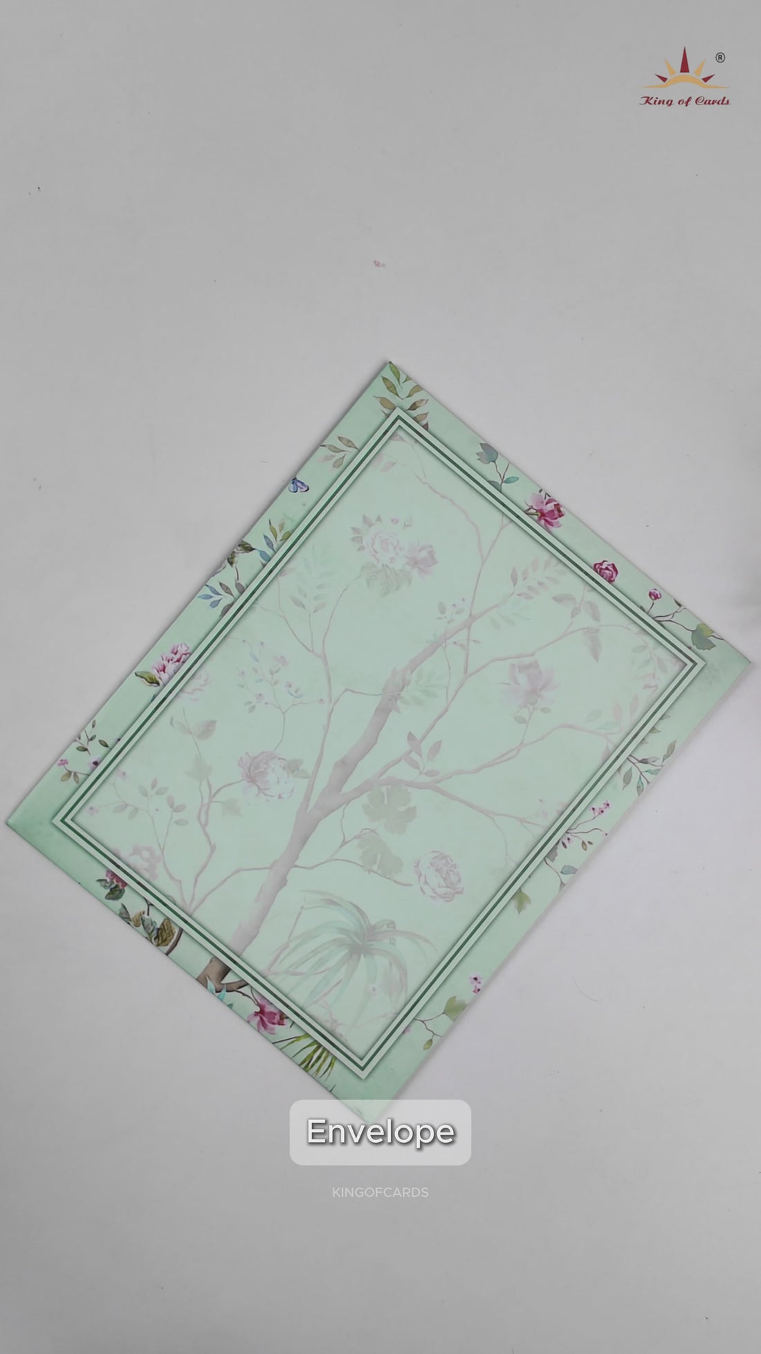 Pastel Green Floral Design Wedding Card-KNKJ1126
