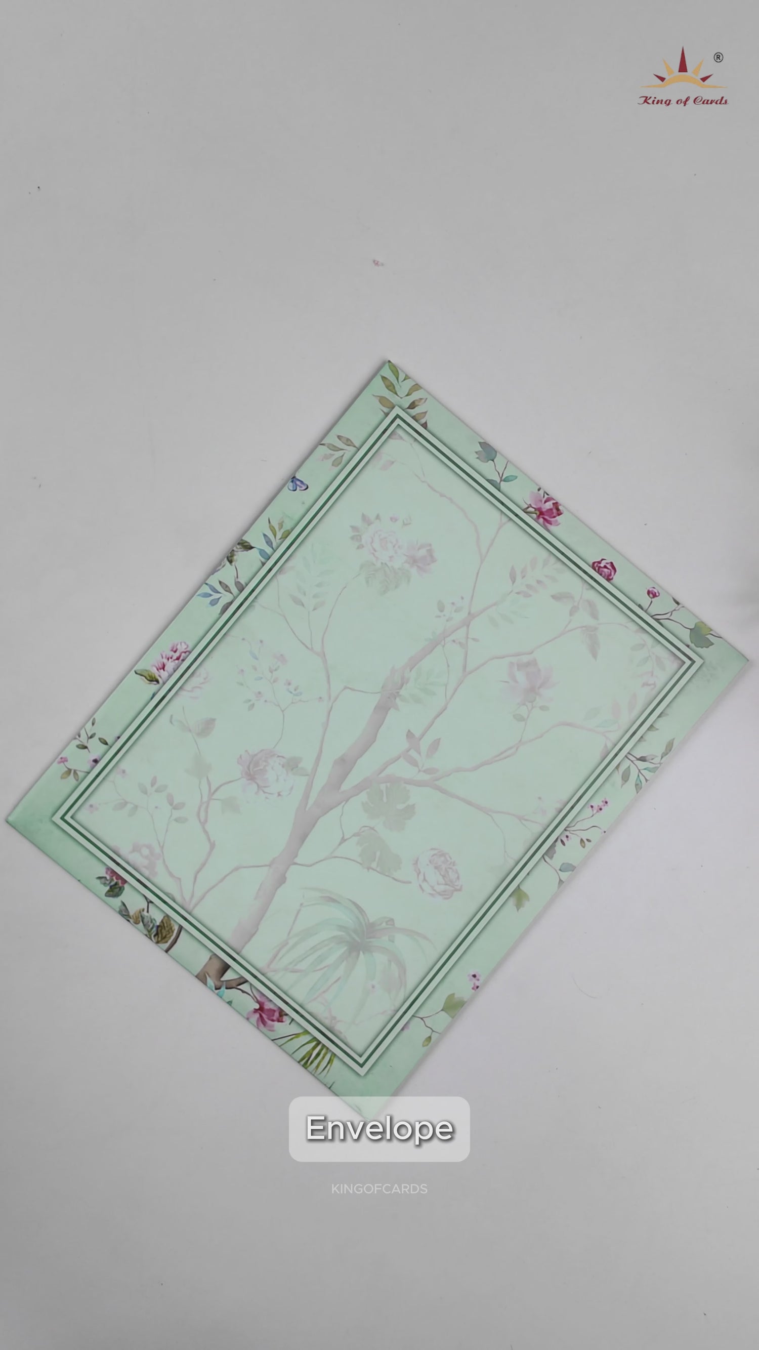 Pastel Green Floral Design Wedding Card-KNKJ1126