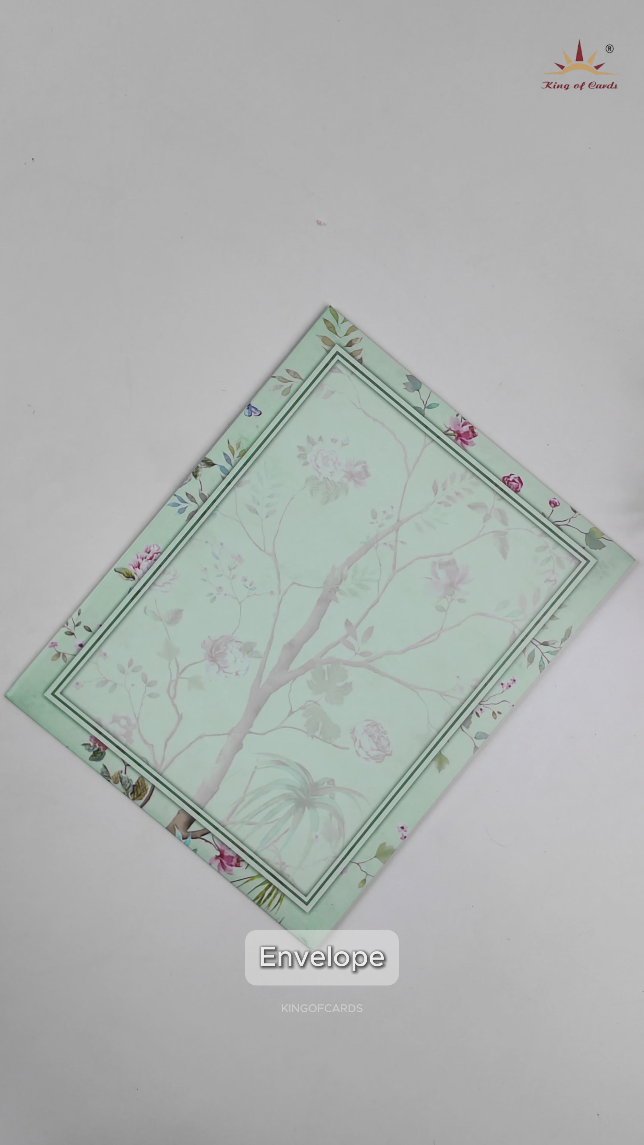 Pastel Green Floral Design Wedding Card-KNKJ1126