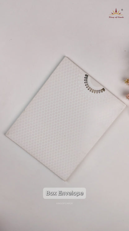 White Embossed Invitation Card-KNK4103W