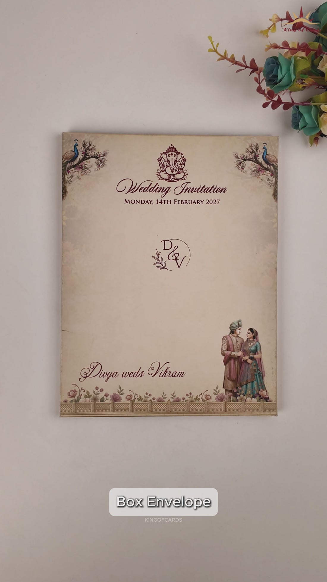 Blue Bride Groom Door Style Padded Wedding Card  - KNMO9323