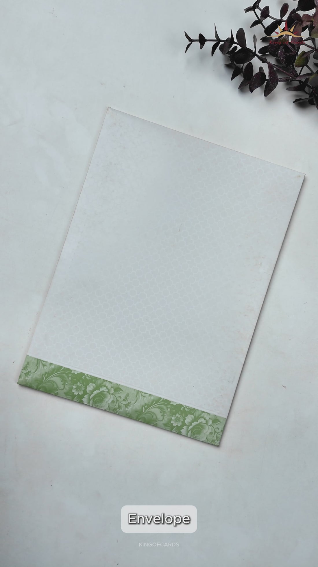 Green Double Door Floral Wedding Card-KNA2403G