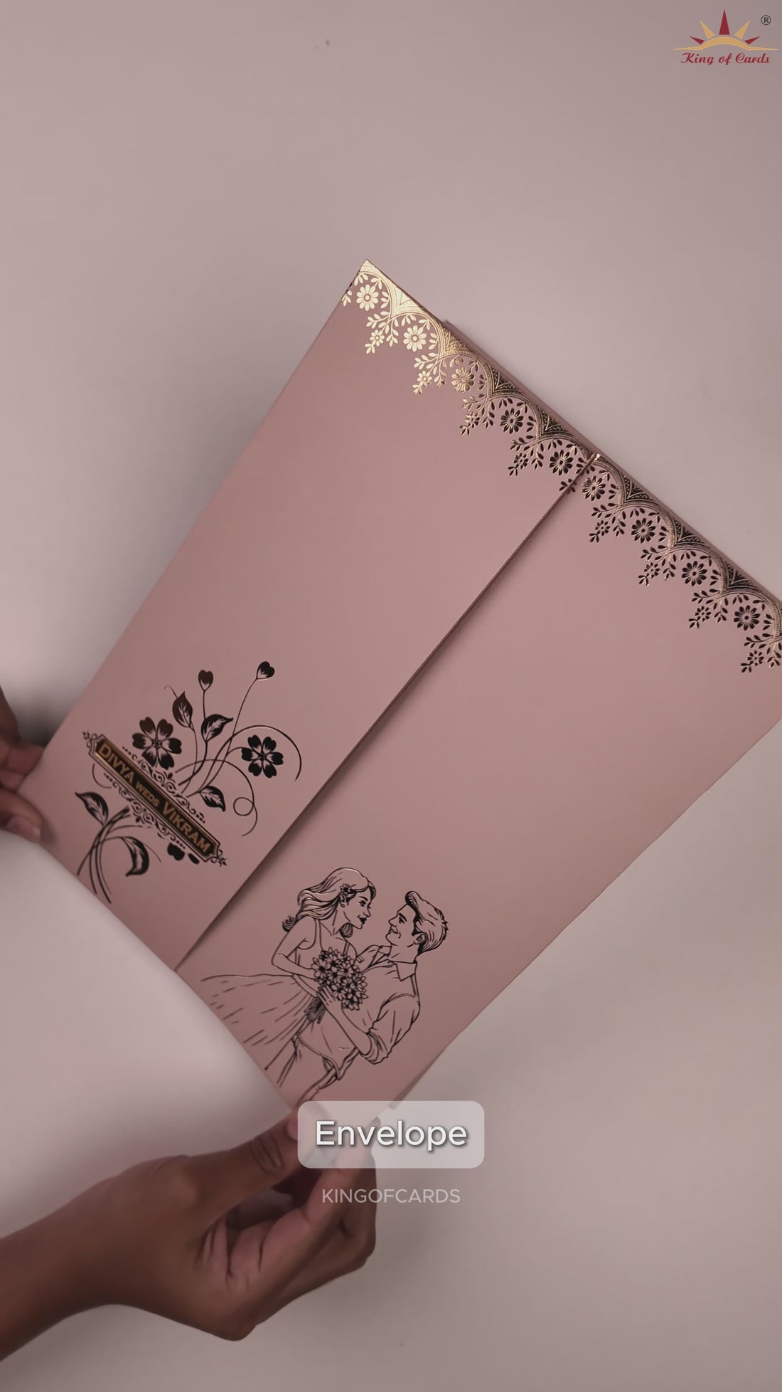 Pastel Pink Bride Groom Wedding Invitation Card - KNRR8707P