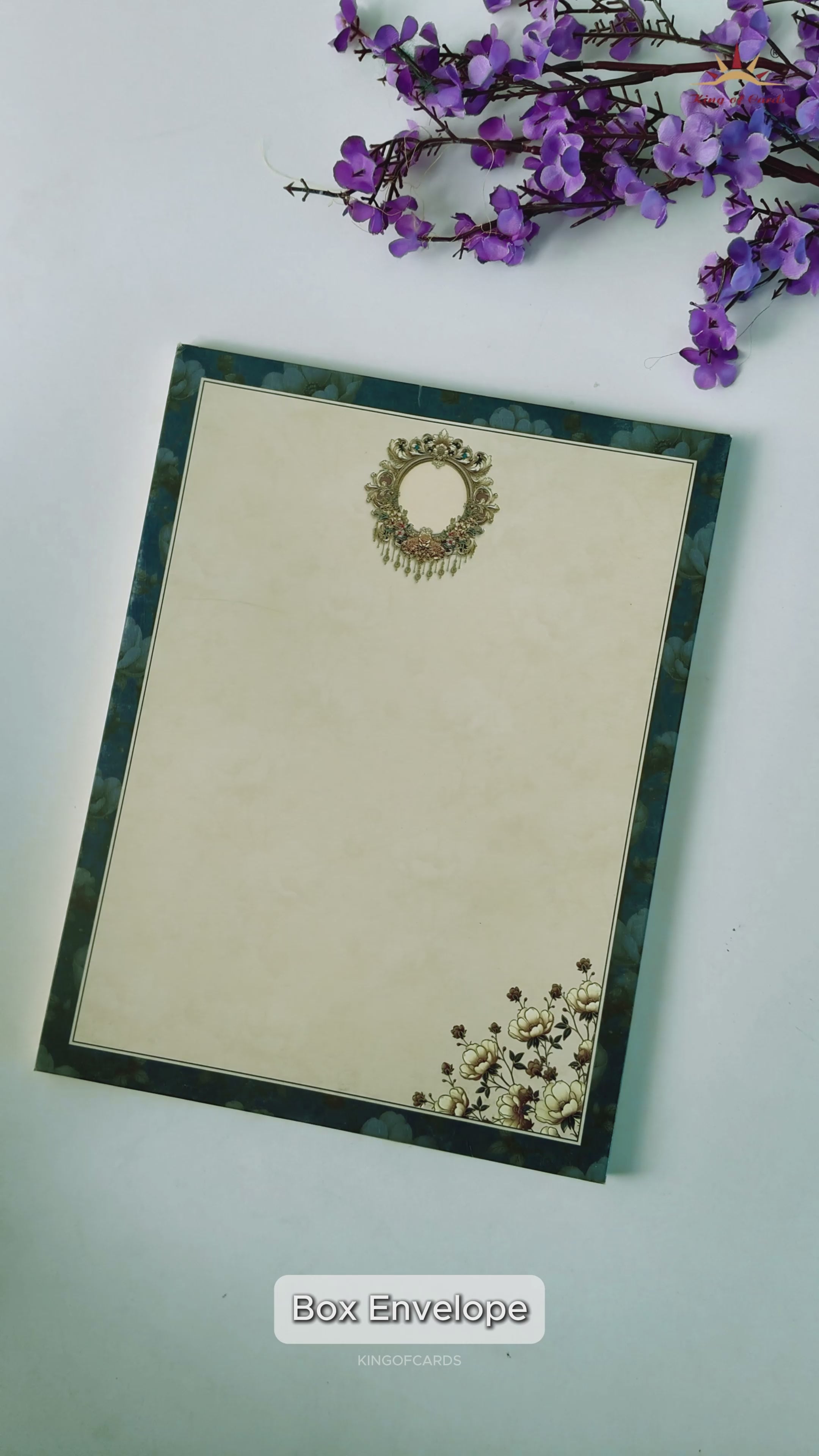 Royal Blue Floral Door Style Wedding Card - KAA05100