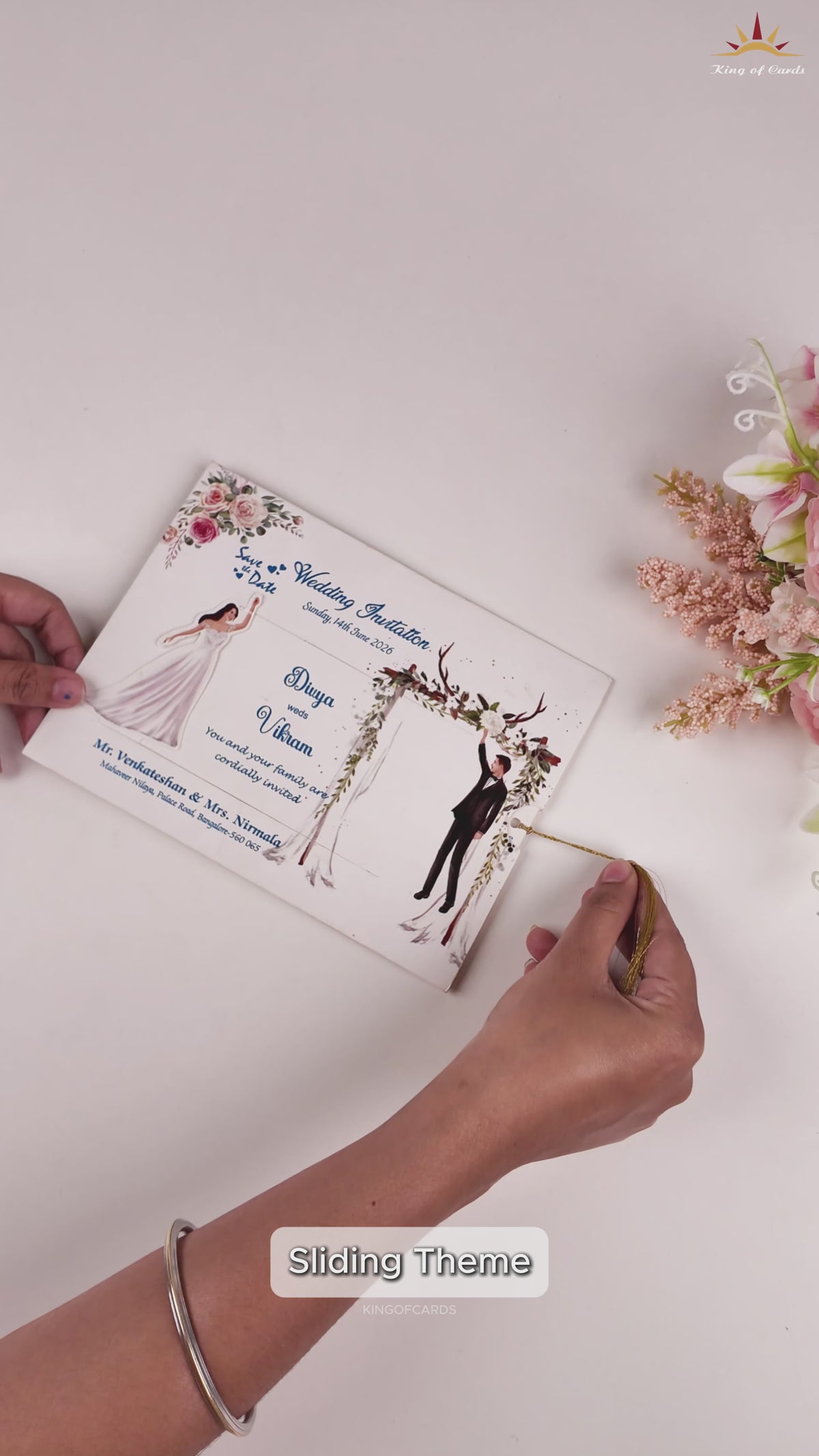 White Bride Groom Slide Invitation Card - KNKSP754
