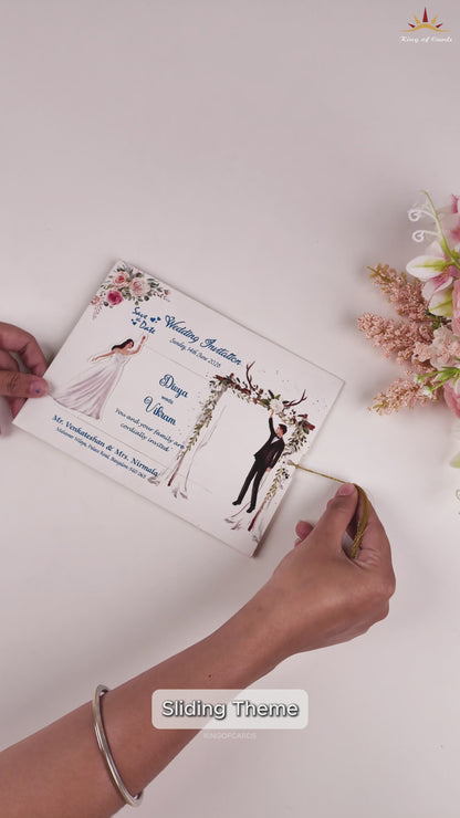 White Bride Groom Slide Invitation Card - KNKSP754