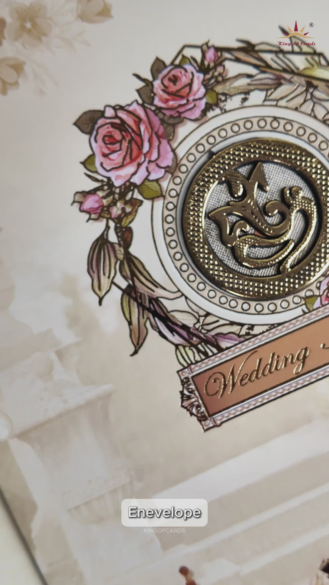 Brown Floral Paper Sheet Wedding Card-KNEP1609