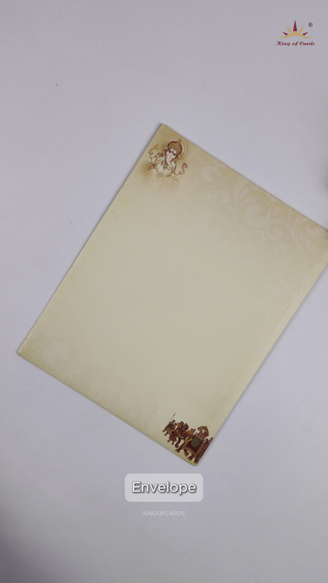 Cream Royal Elephant Baraat Wedding Card - KNKJ1083