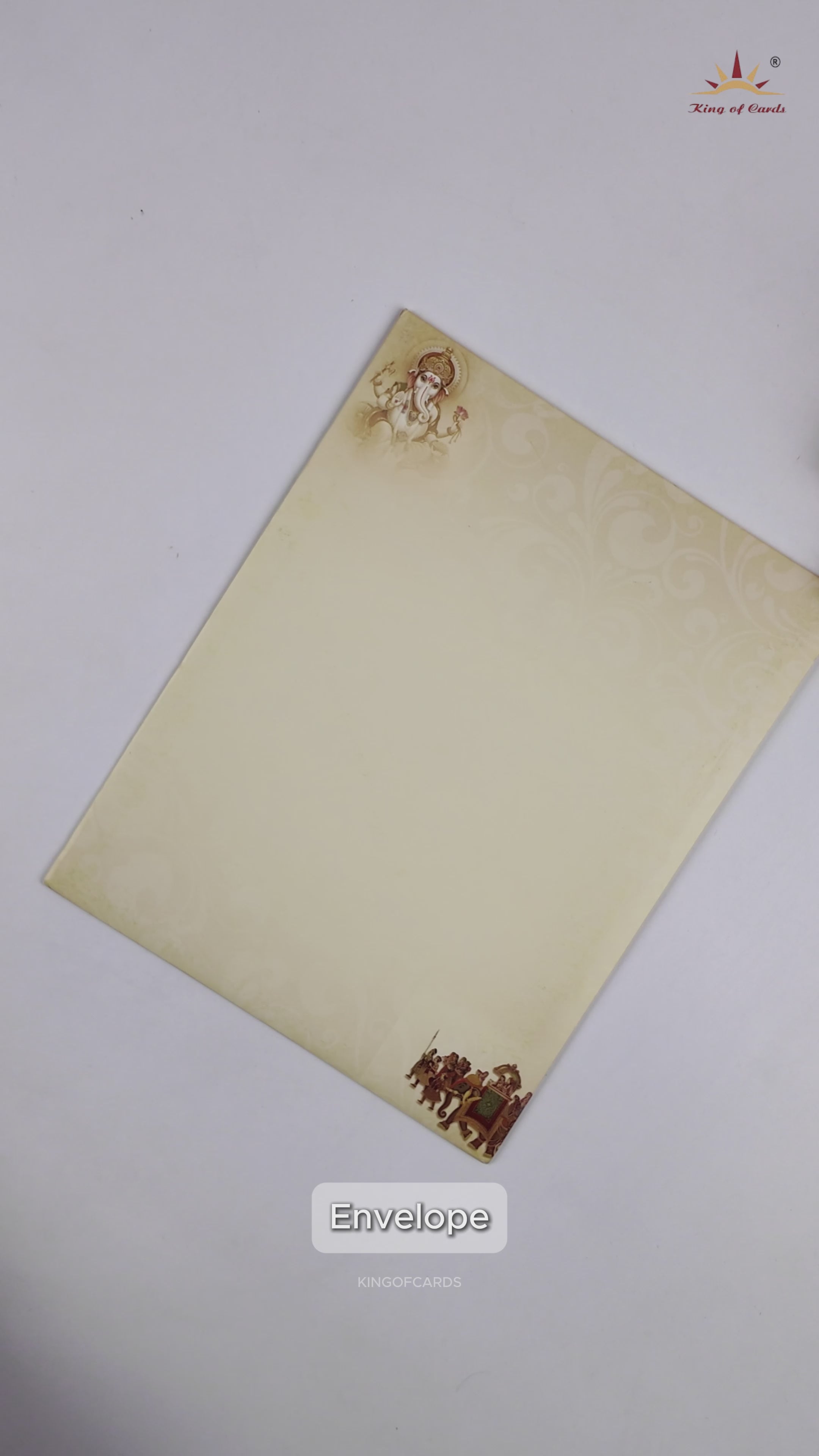 Cream Royal Elephant Baraat Wedding Card - KNKJ1083