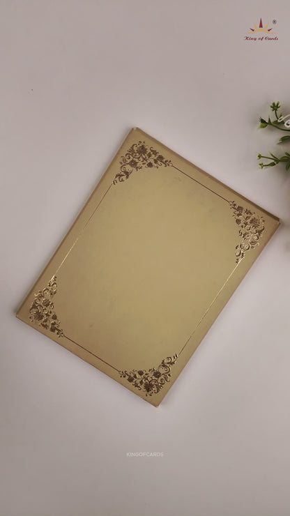 Sandal Padded Floral Wedding Invitation Card - KAA06410