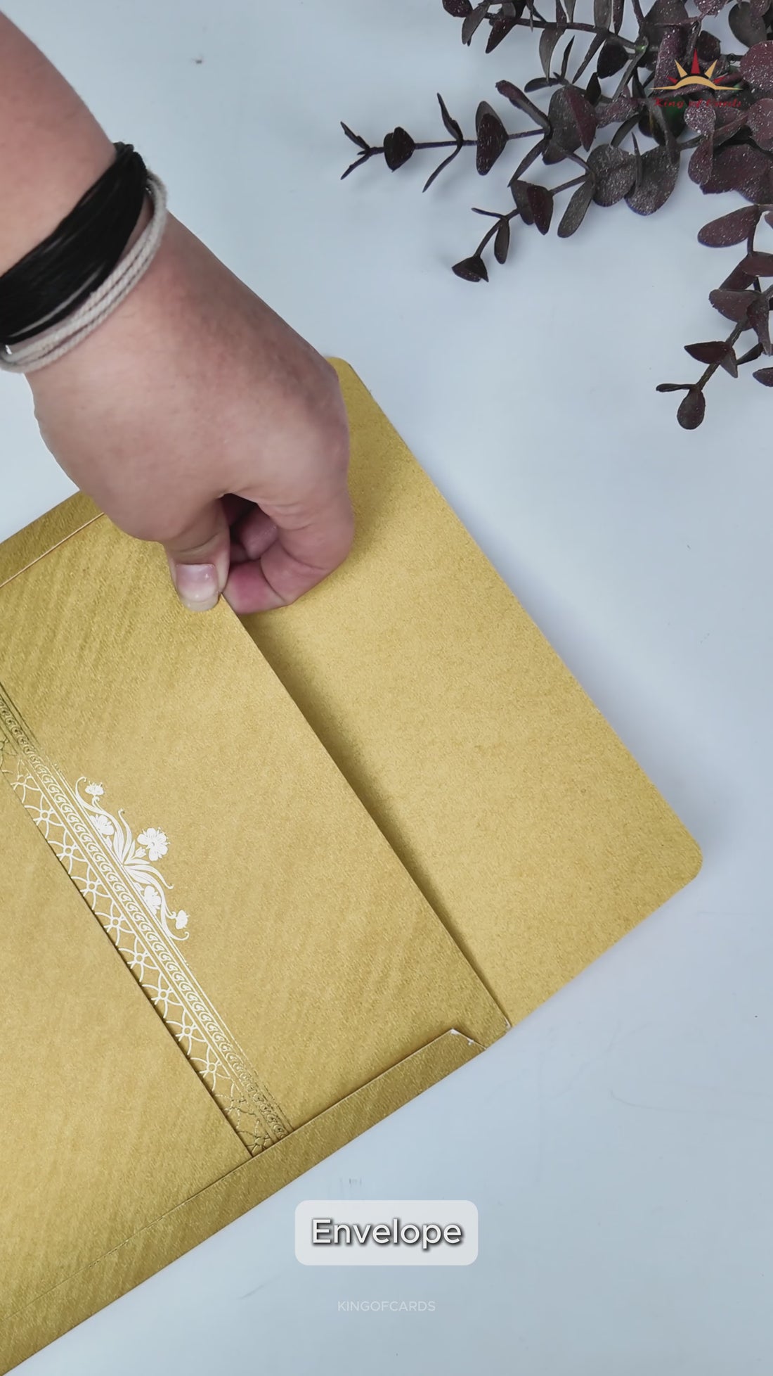 Classic Gold Ganesha Wedding Card-KNR5035G