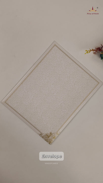 White Floral Laser Cut Wedding Card-KNJS2050