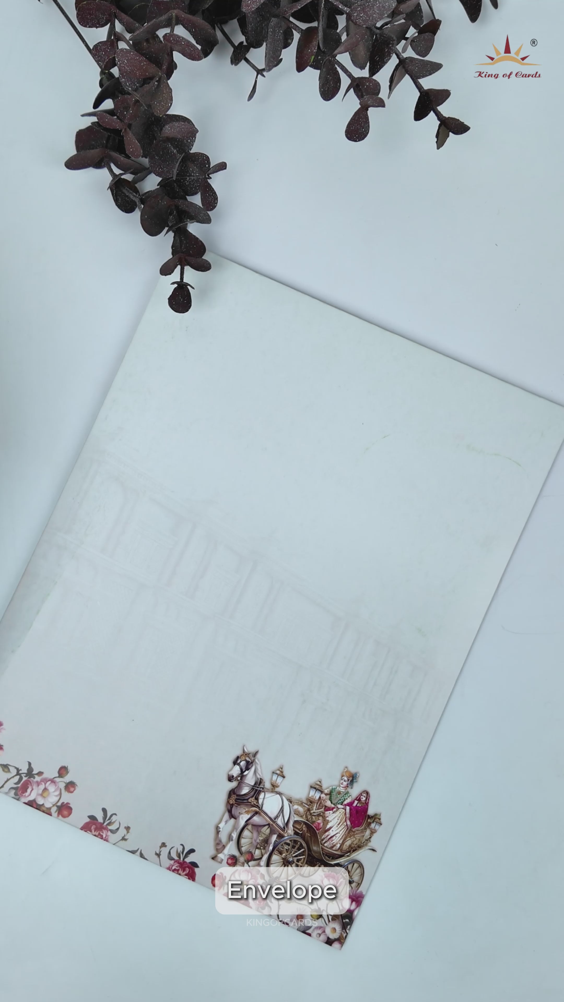 Grey Royal Carriage Wedding Card-KNKC4091