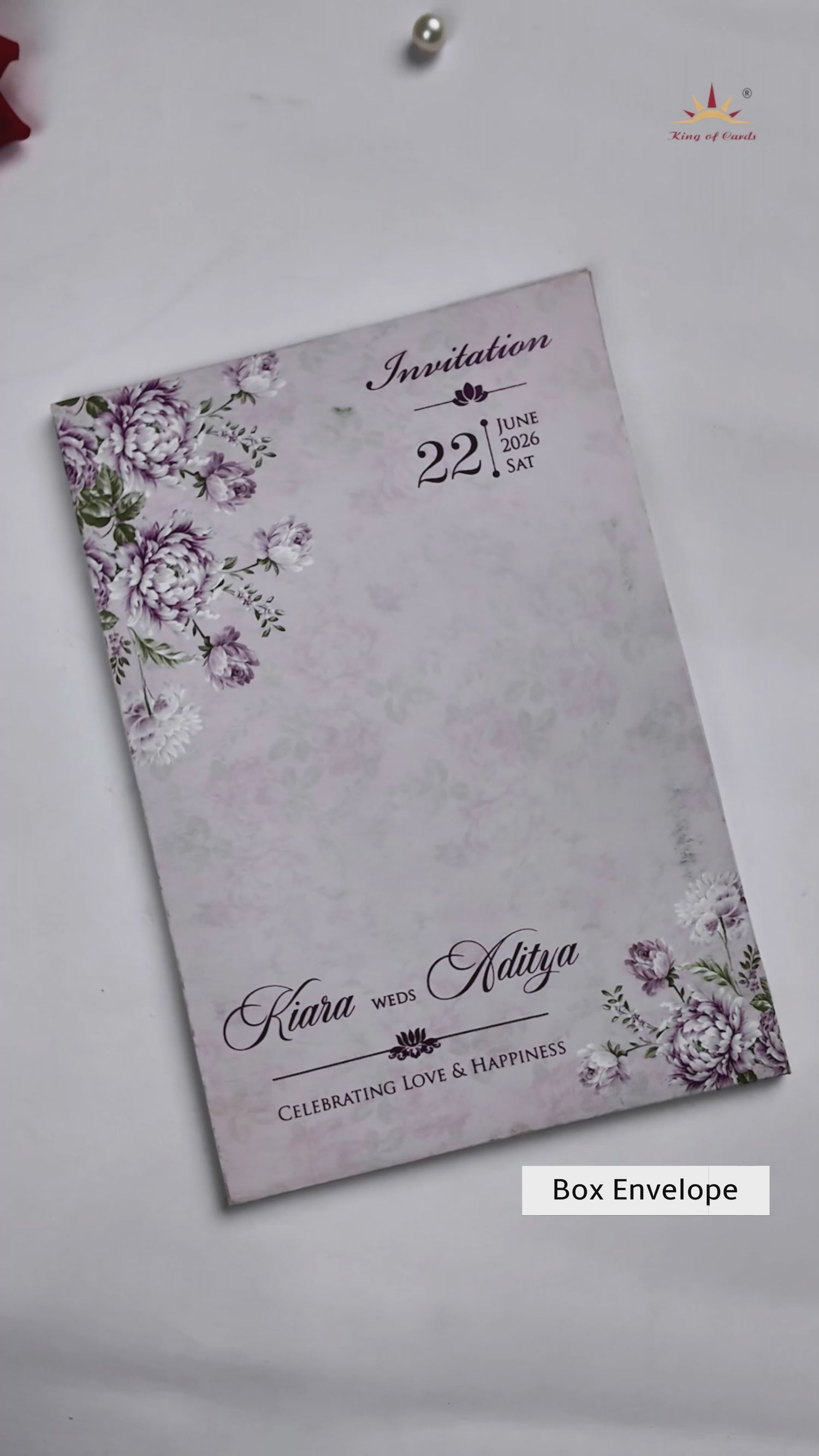 Luxury Lavender Floral Laser-Cut Wedding Card - KFR15100