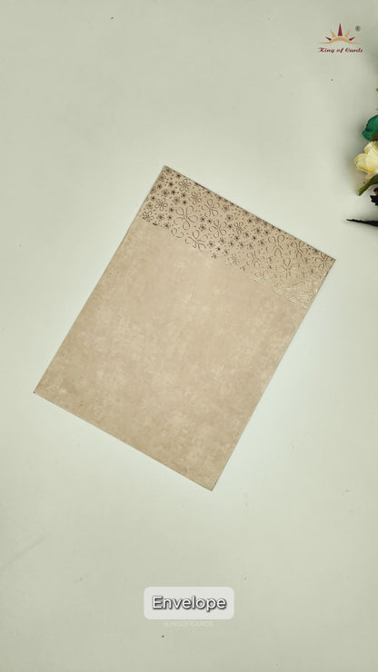 Sandal Floral Single Sheet Wedding Card-KNPD1477
