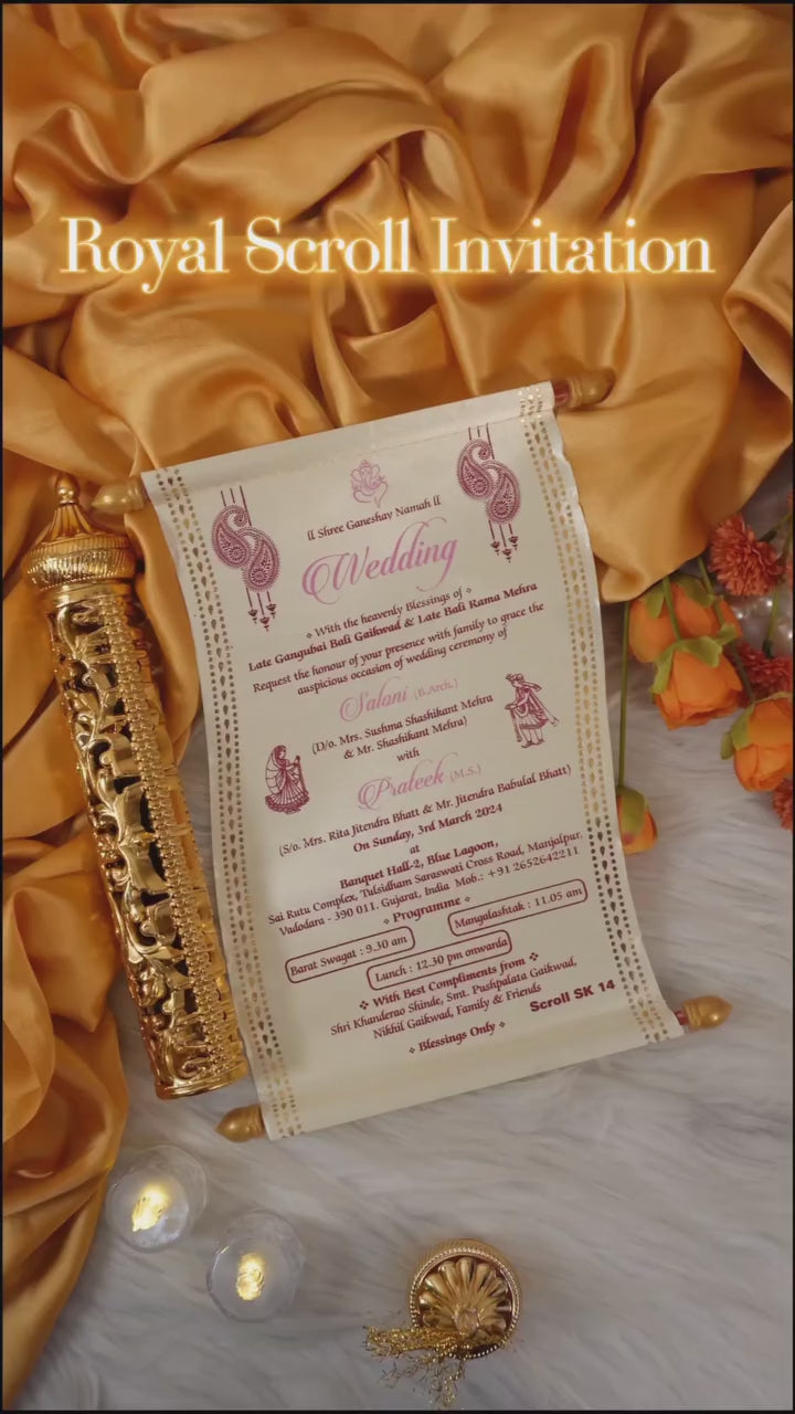 White Scroll Wedding Invitation-KJTS0014