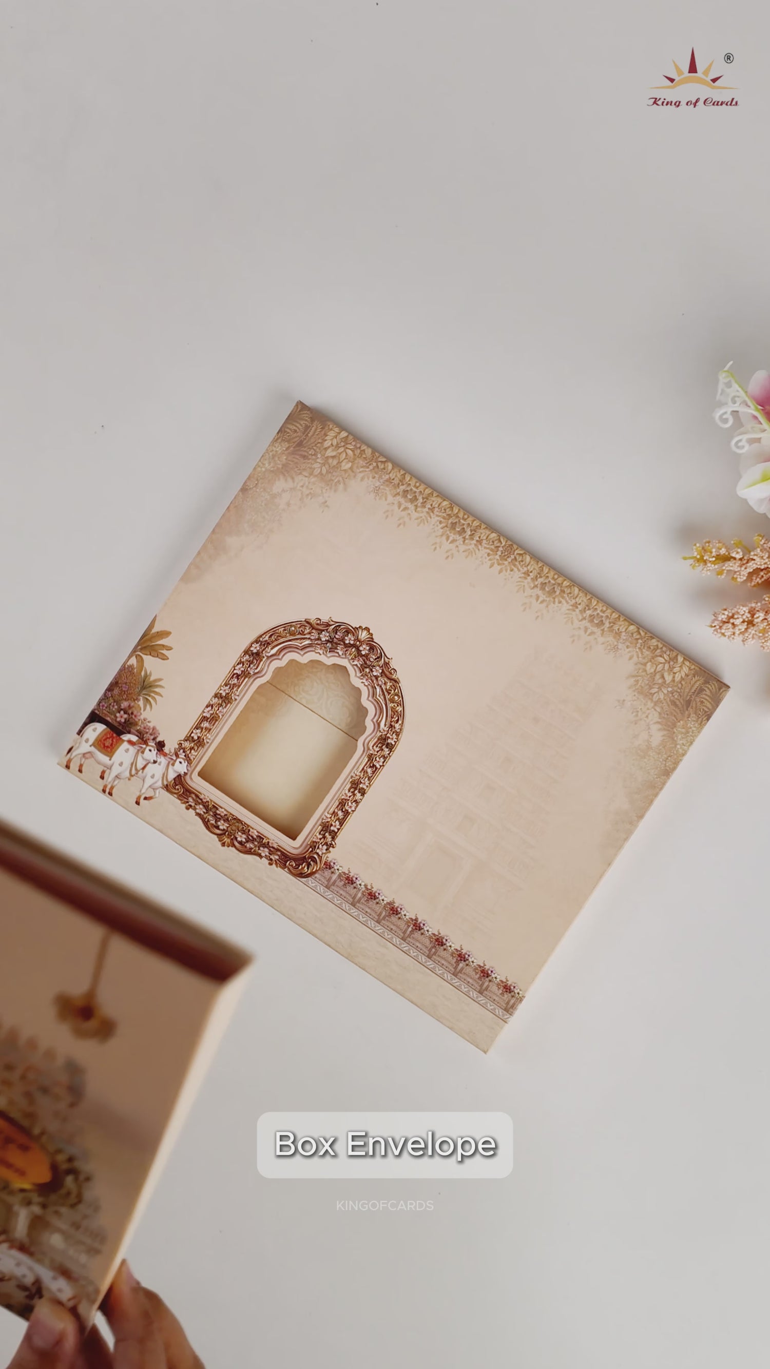 Brown Balaji Padmavathi Door Style Wedding Card - KNCR8911