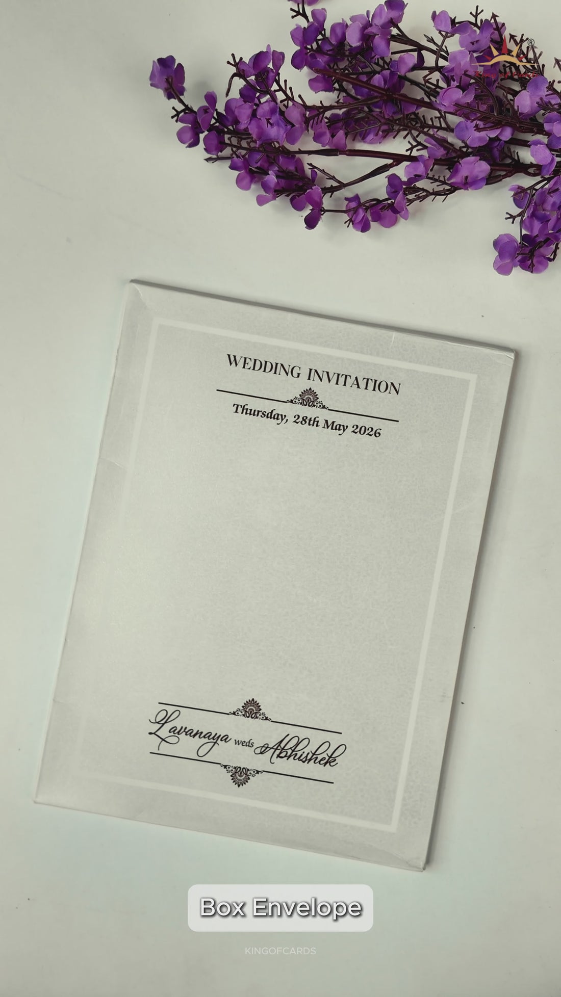 White Padded Ganesha Floral Premium Wedding Card-KRE26860