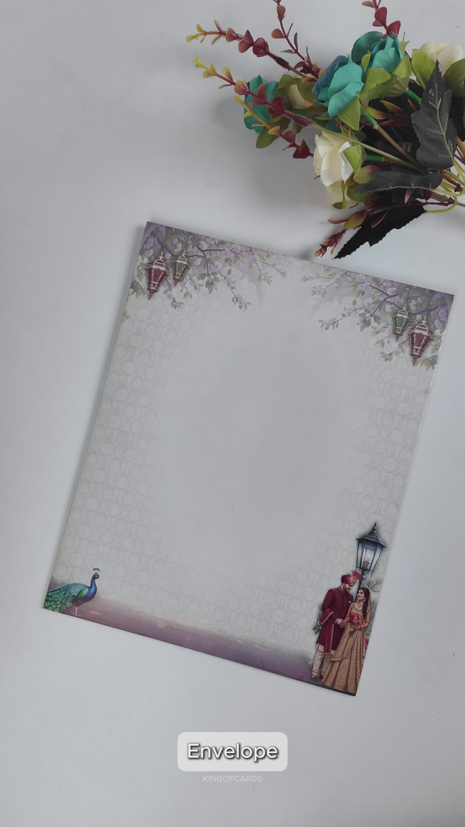 Lavender Floral Bride Groom Wedding Card-KNKJ1157