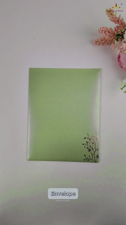 Light Olive Green Wedding Card - KNKGN5026