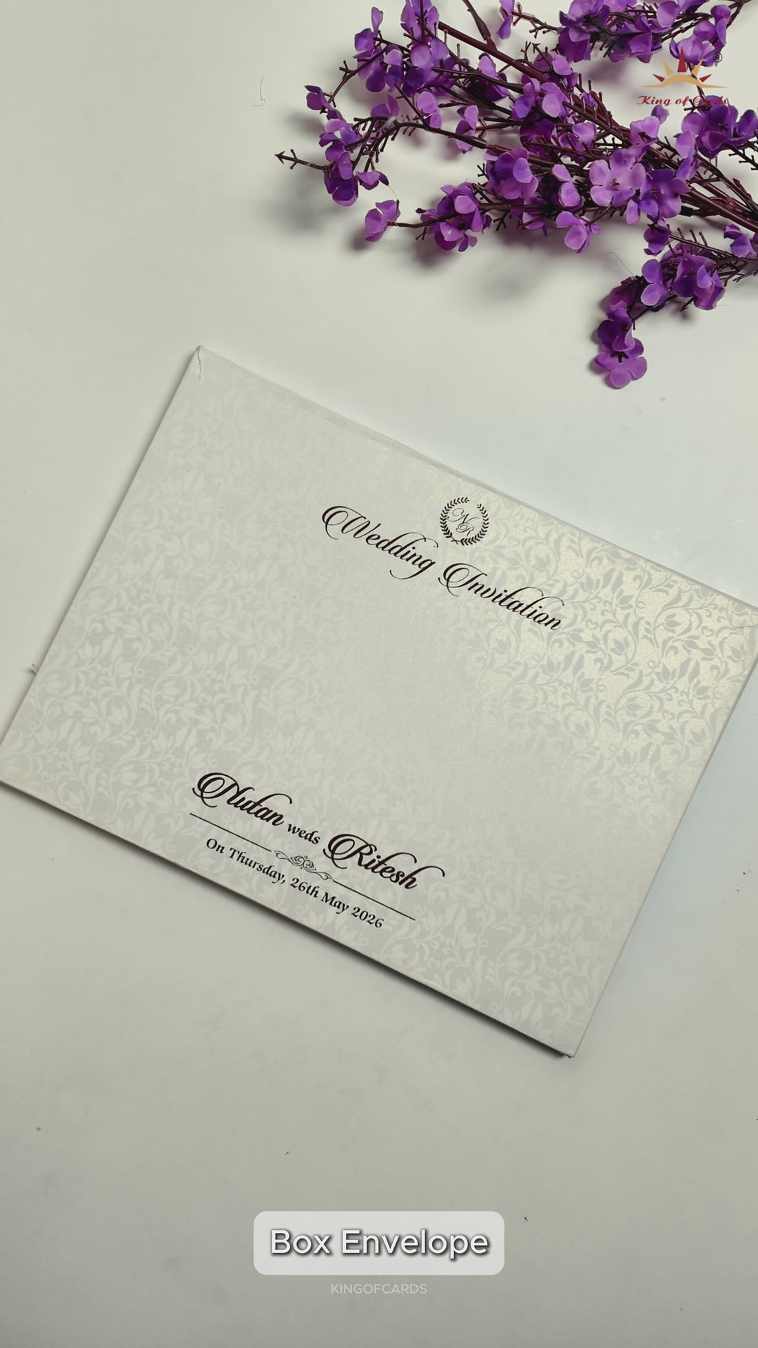 White Palace Royal Elephant Padded Wedding Card-KRE28360