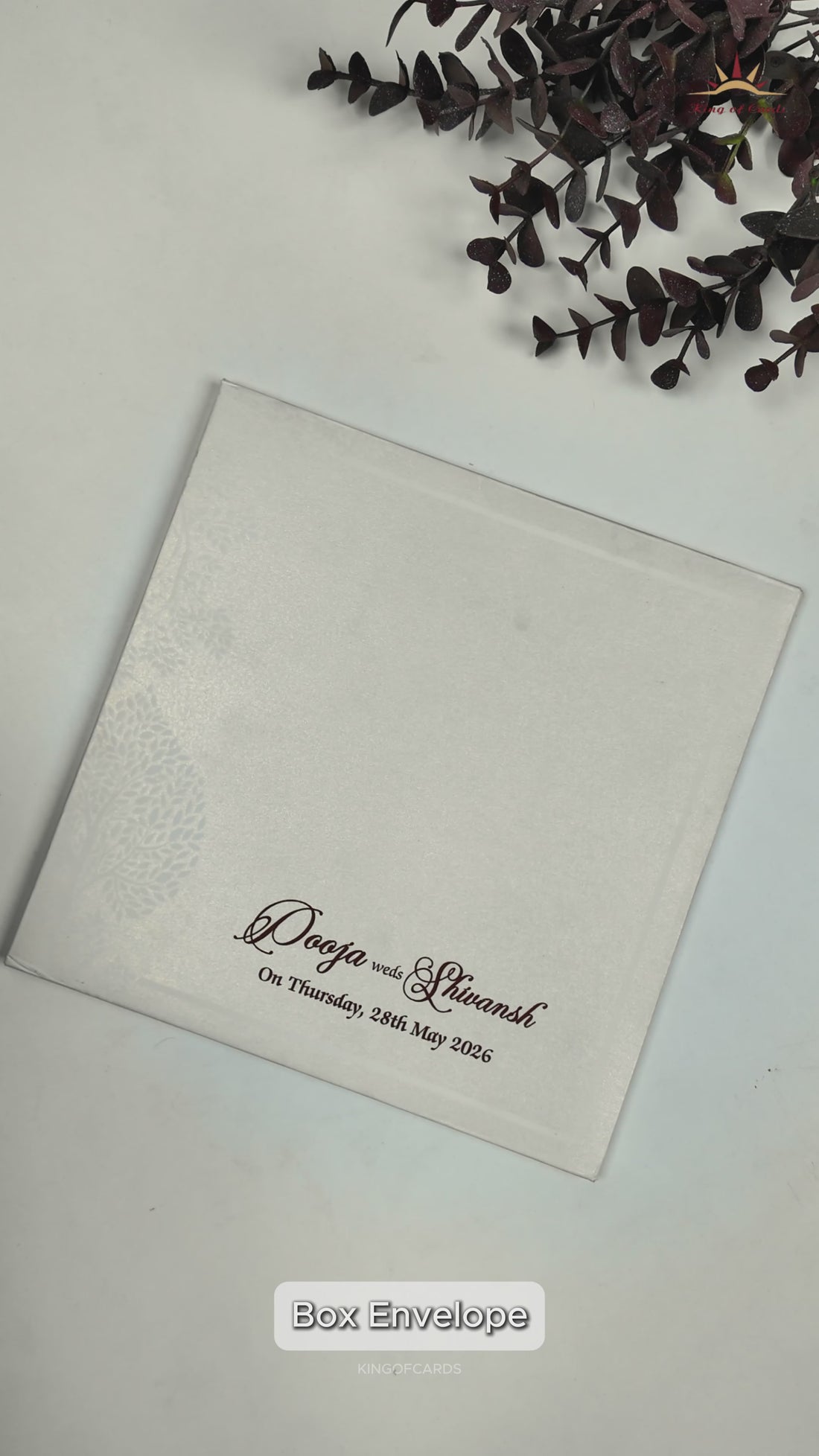 White Ganesha Palace Padded Wedding Card-KRE27550