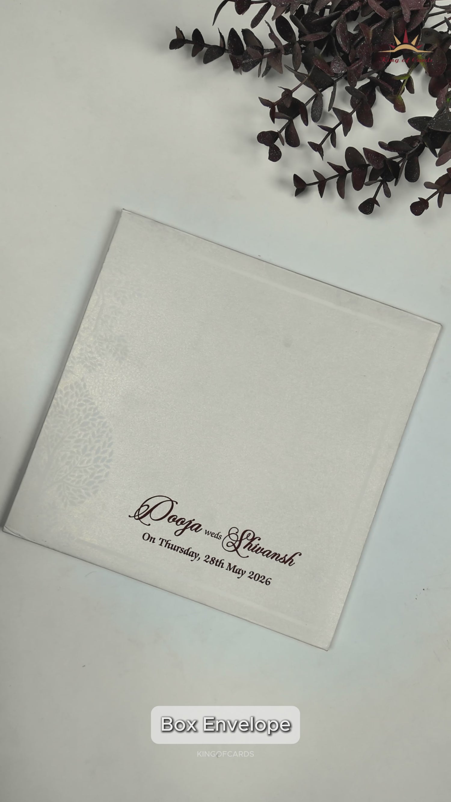 White Ganesha Palace Padded Wedding Card-KRE27550