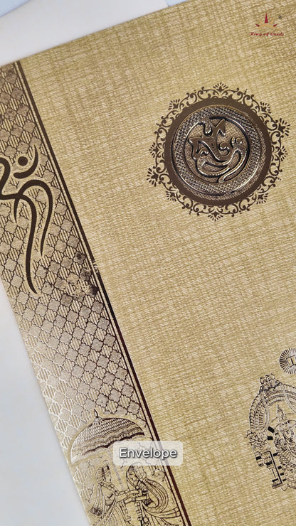 Gold Classic Paper Print Wedding Cards With Bride And Groom-KNCP817N