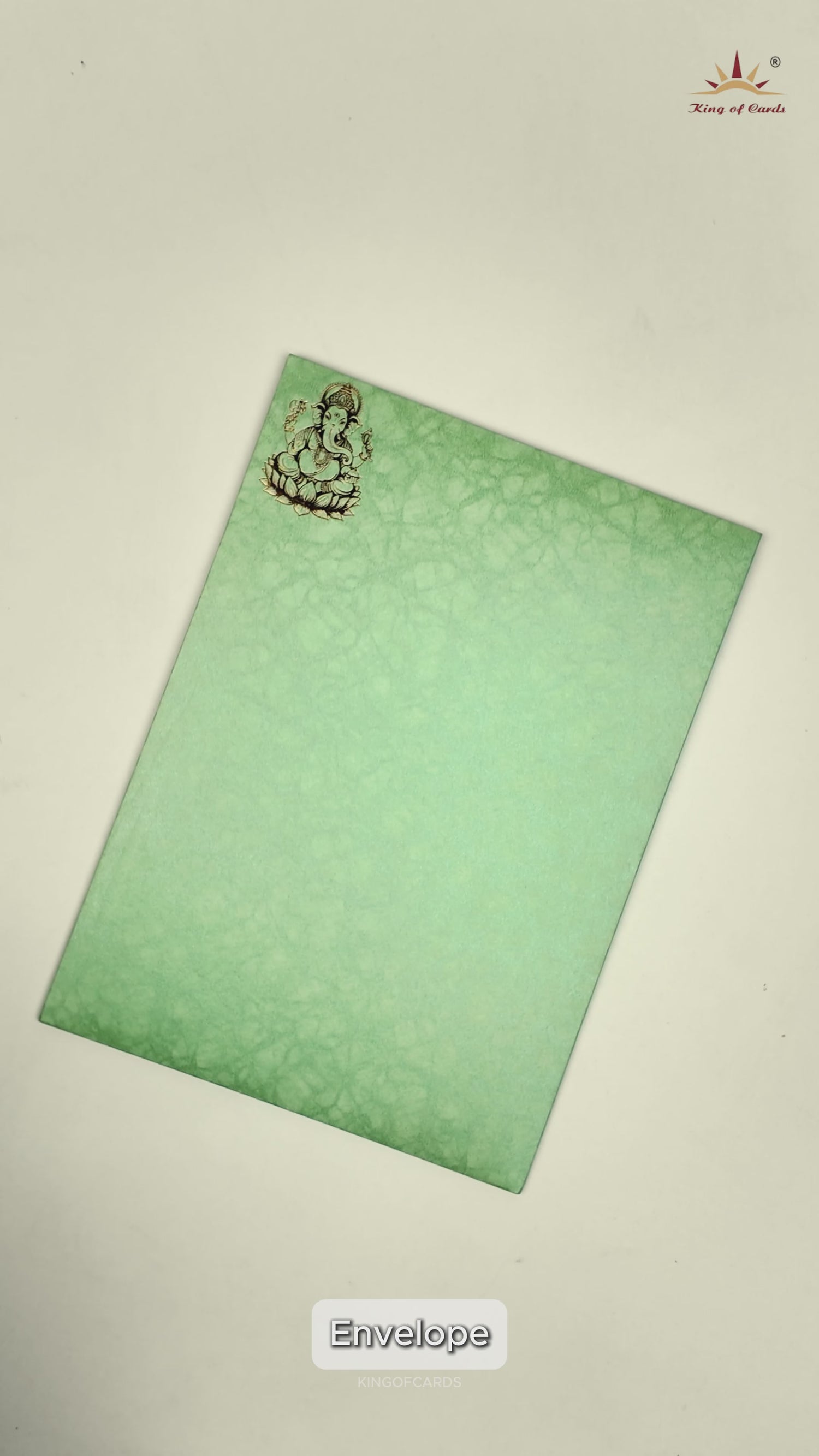Green Ganesha Wedding Card-KNKR050N