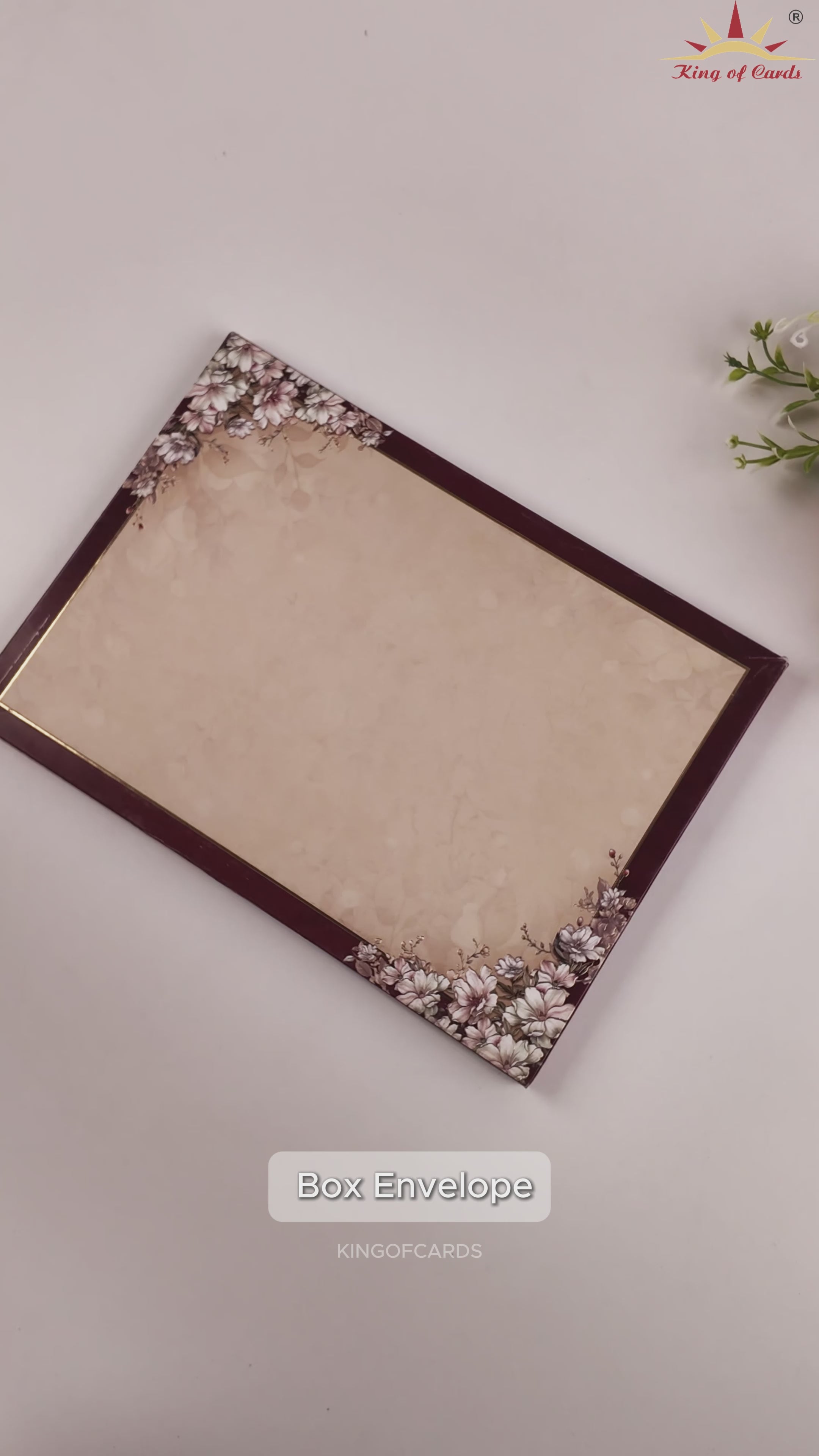 Maroon Padded Floral Wedding Card - KAA06100