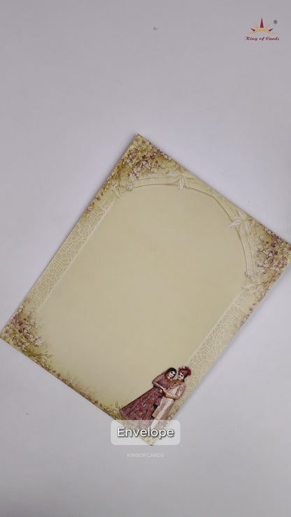 Yellow Royal Couple Wedding Card-KNKJ1127