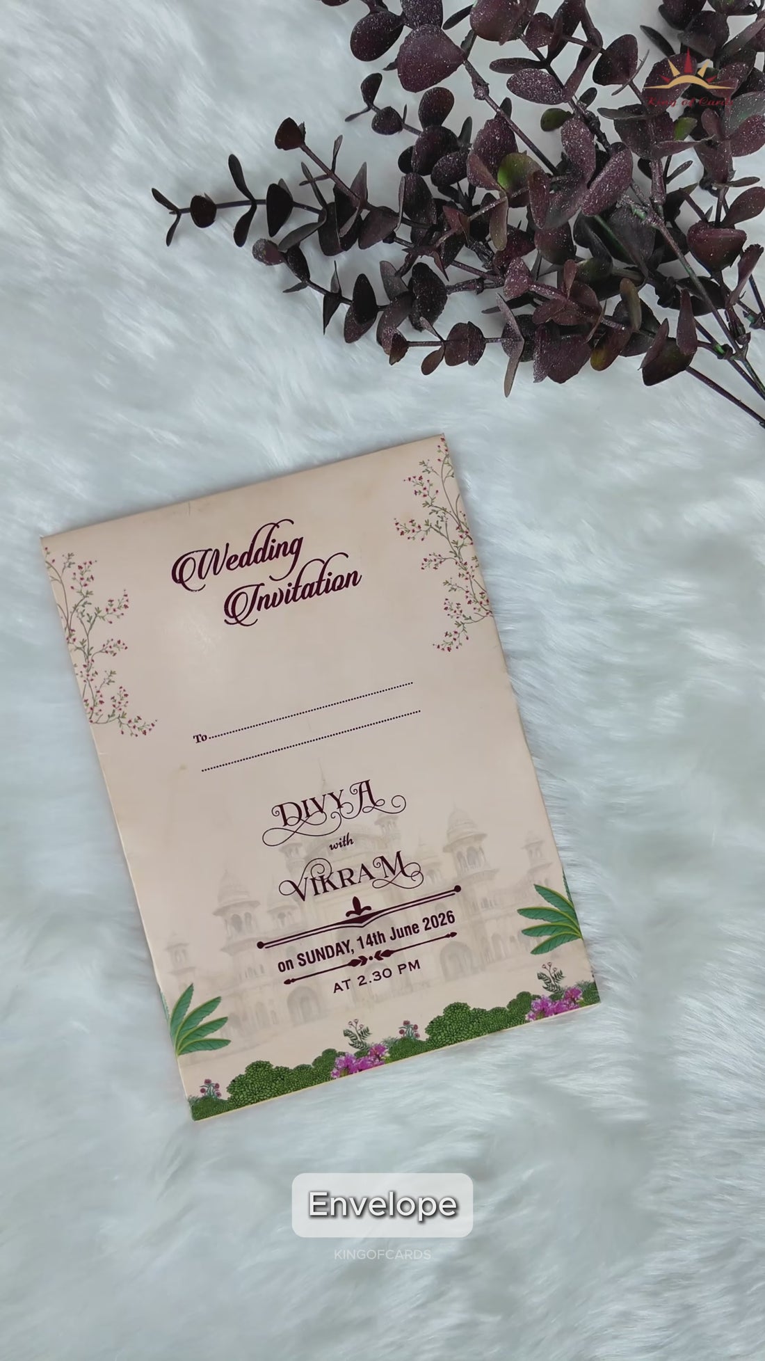 Cream Ornate Pavilion Wedding Card-KNCY6608C