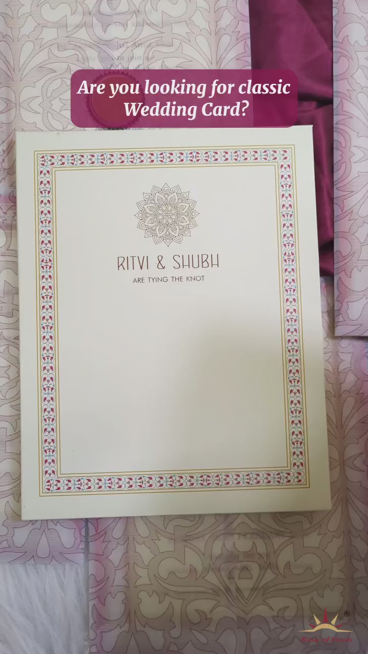 Cream Tracing Sheet Wedding Card-KRC30160