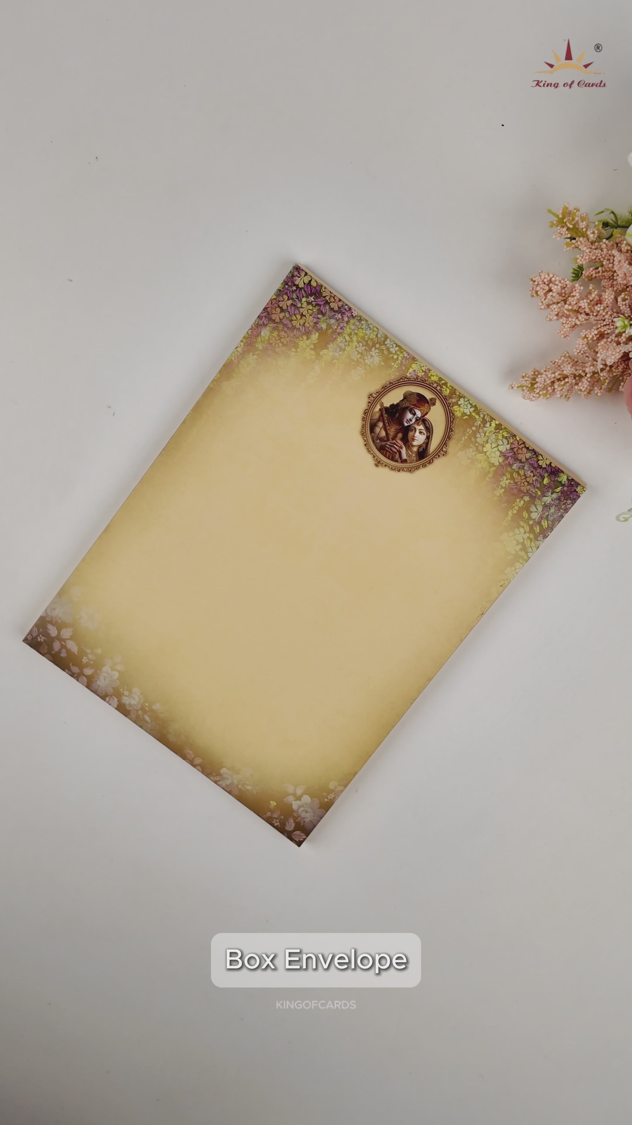 Royal Blue Radha Krishna Door Style Wedding Card - KAA05080
