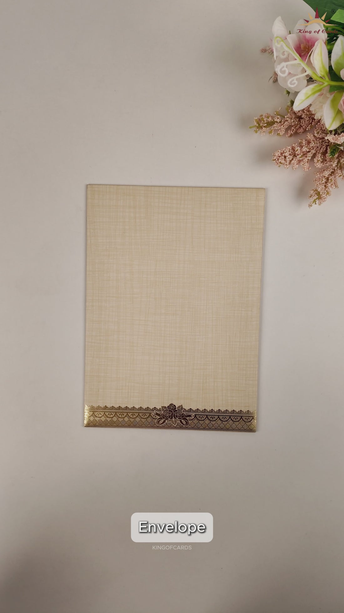 Cream Metallic Gold Floral Wedding Card - KNCP23SF