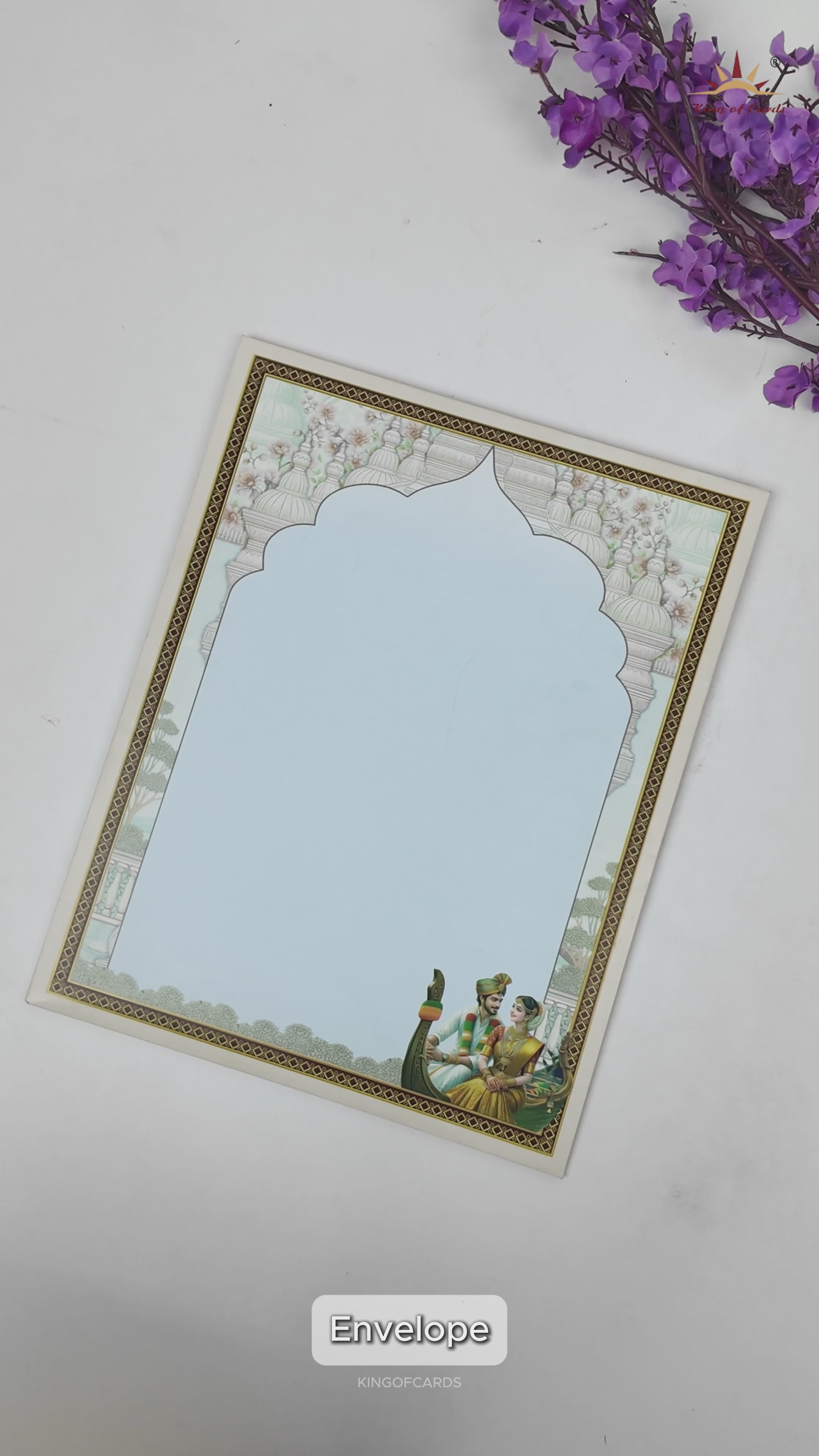 Blue Royal Floral Bride Groom Wedding Card-KNKJ1156