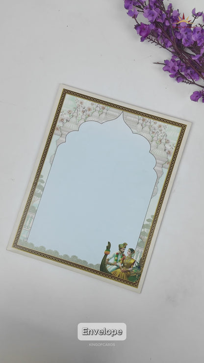 Blue Royal Floral Bride Groom Wedding Card-KNKJ1156