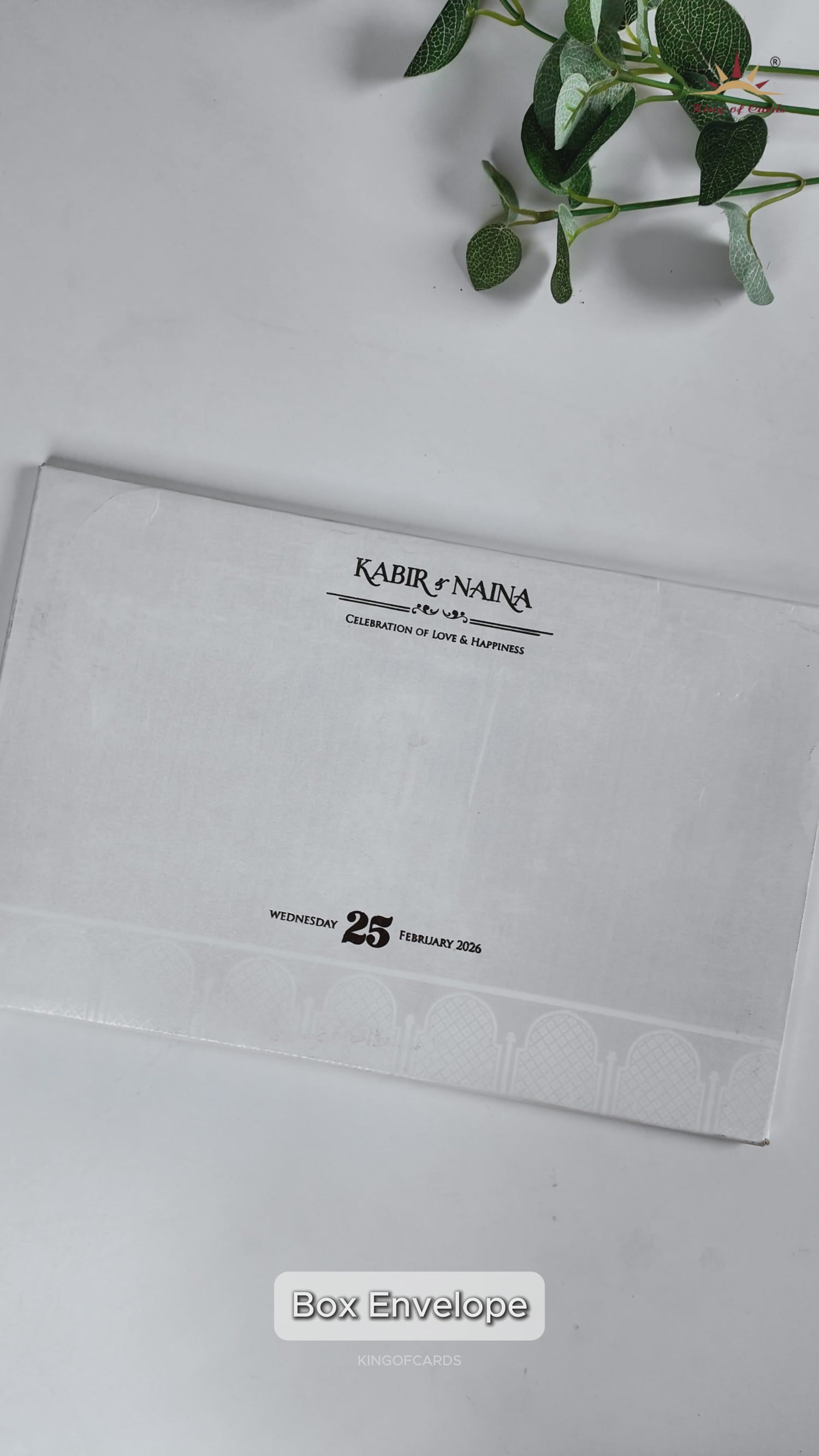 White Gold Floral Barat Padded Wedding Card-KRE28080