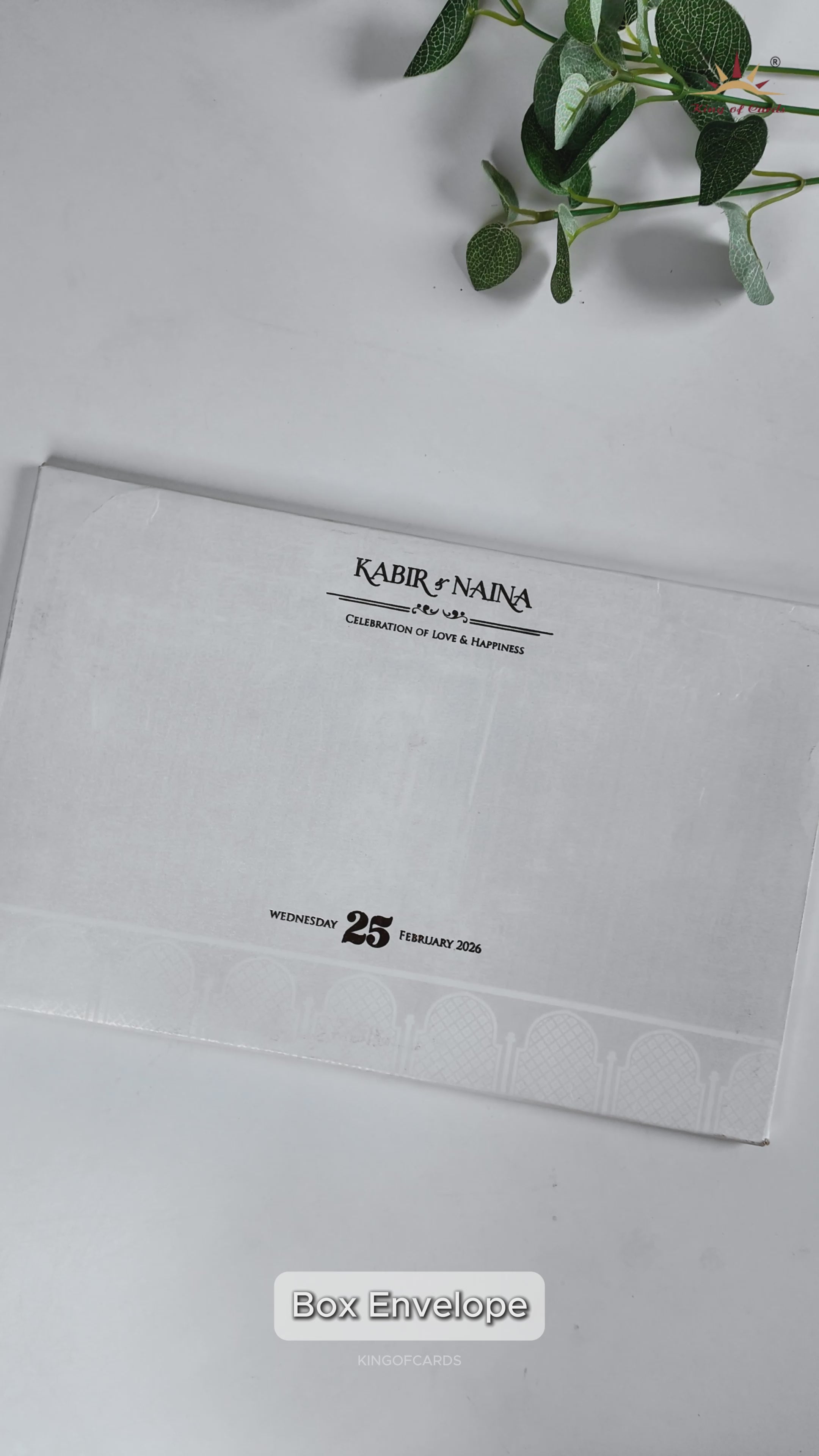 White Gold Floral Barat Padded Wedding Card-KRE28080